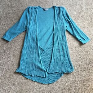 Womens Teal Open-Front Cardigan